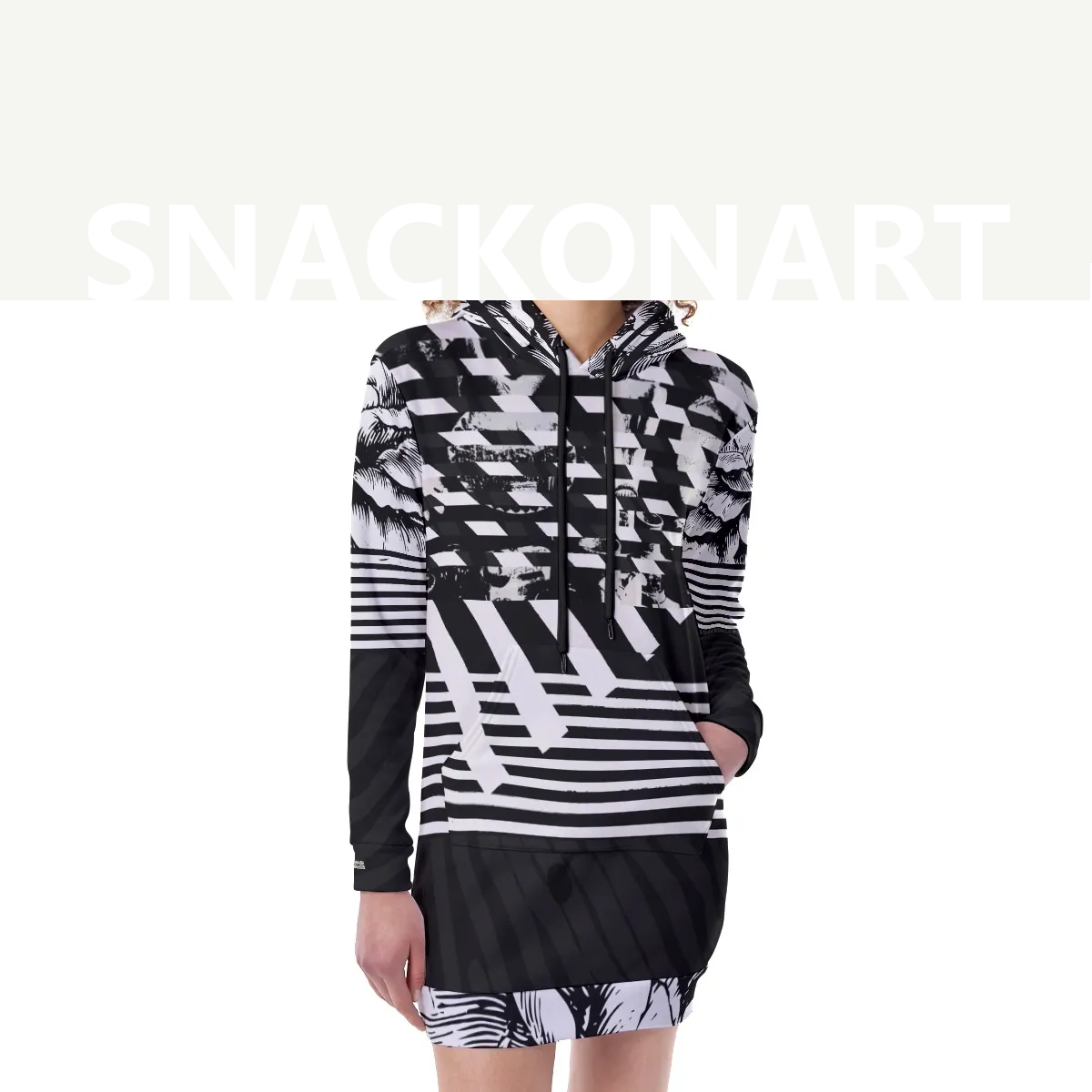 Women's Hoodie Heavy Fleece Long | SnackOnArt