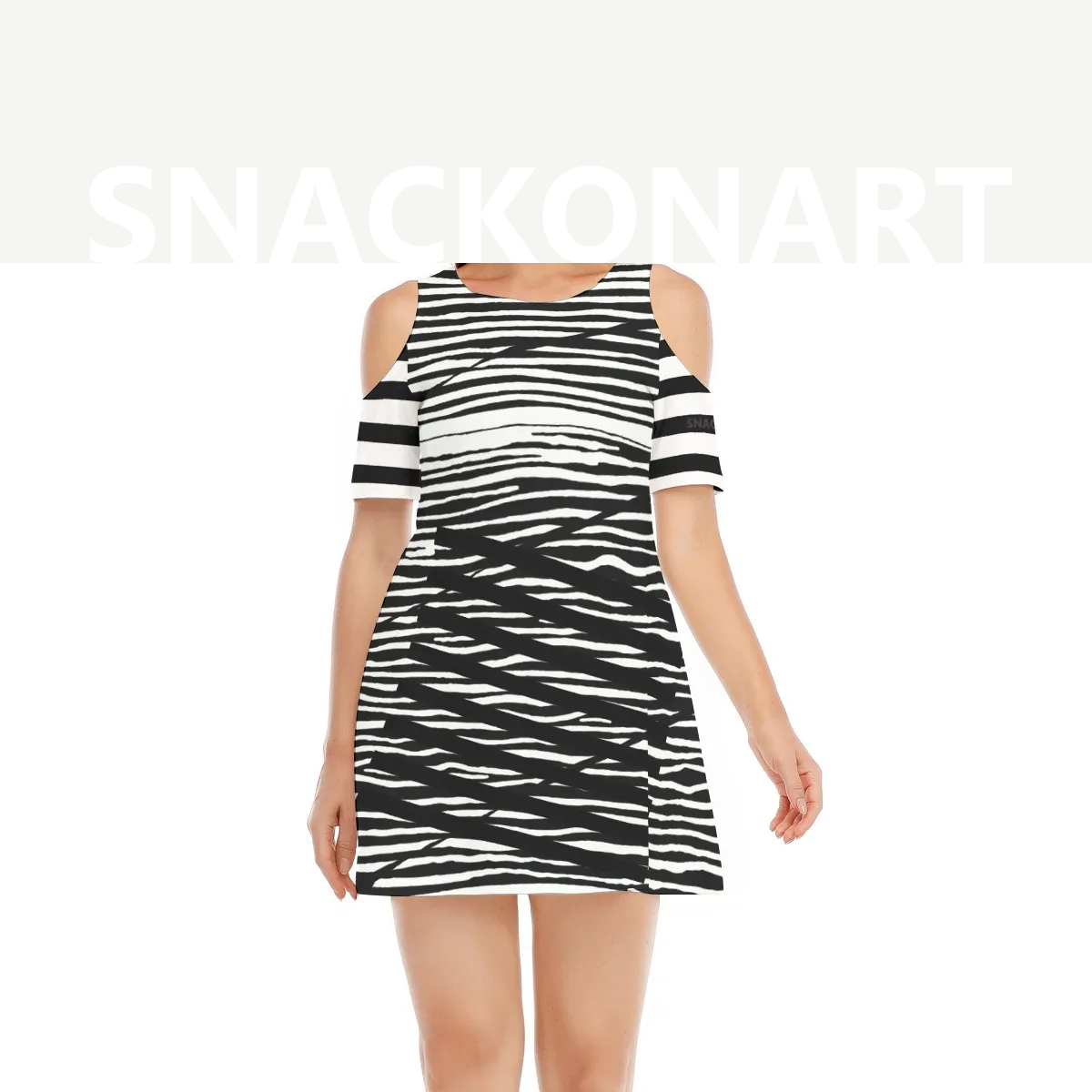Women's Cold Shoulder Dress - 100% Cotton | SnackOnArt