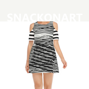 Women's Cold Shoulder Dress - 100% Cotton | SnackOnArt