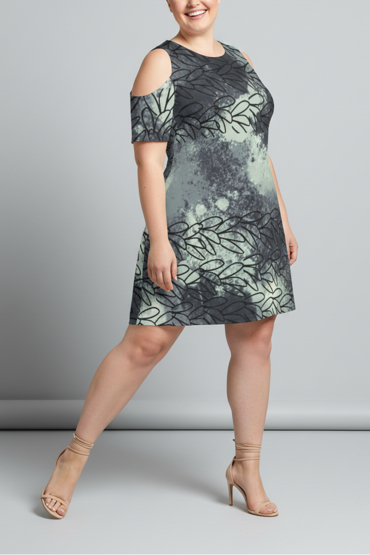 sn  ckon  rt - Cold Shoulder Dress: No. 032
